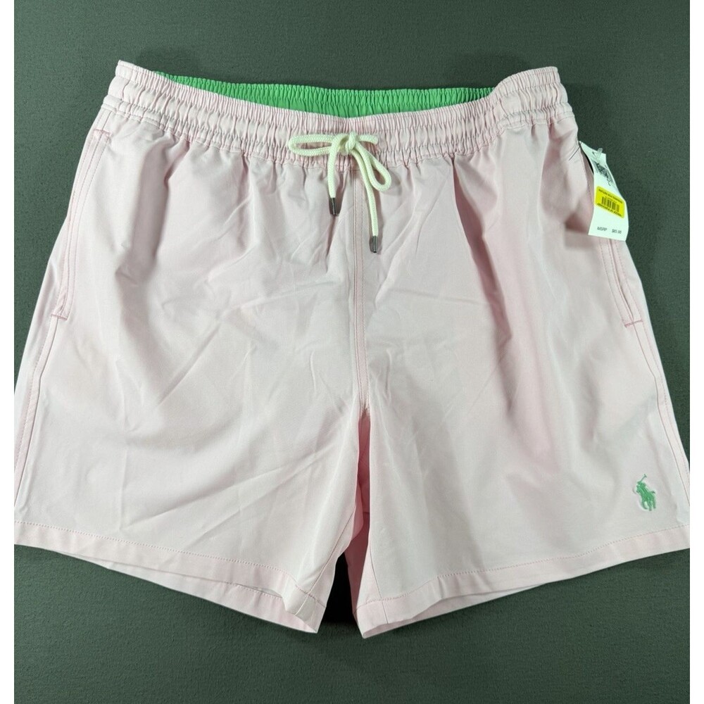 Polo Ralph Lauren Swim Trunks Mens Large Pink Lined 5" Stretch Beach Shorts New